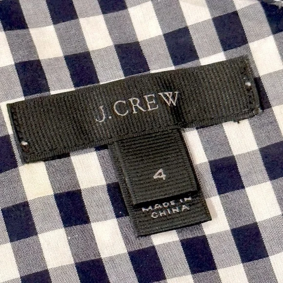 J. Crew Gingham Ruffle Blouse Sz. 4 - Picture 6 of 7